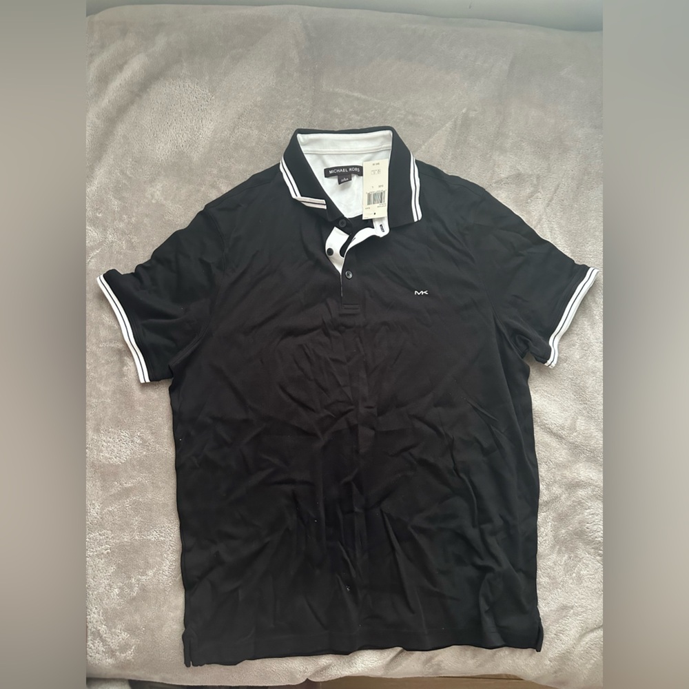 Black Polo Shirt with White Trim